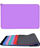 Taglory Dog Bowl Mat, Small 18.5' L x 12' W Pet Food Mat, Non Slip Silicone Dog Cat Mat for Food and Water, Purple