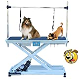 Hipet Electric Pet Grooming Table for Large Dogs, Heavy Duty Professional X Lift Dog Grooming Table with Anti-Static Non-Slip Rubber Tabletop, Table Height from 8' up to 36'