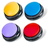 Pet Communication Button, Dog Talking to Relieve Boredom Artifact, Educational Training Bite Resistant Dog Toys, Recordable Button Vocalizer, Set of 4 Colors (Type 2-Without LED)