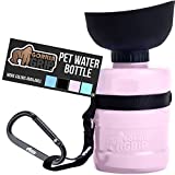 Gorilla Grip Premium Dog Water Bottle and Bowl, 16oz, Leak Resistant Portable, Easy Carry Pet Travel Bottles, Large Dispenser for Dogs Drinking, Walking Outdoor, Hiking, Pink