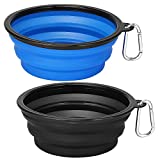 Kytely Large Collapsible Dog Bowls 2 Pack, 34oz Foldable Dog Travel Bowl, Portable Dog Water Food Bowl with Carabiner, Pet Cat Feeding Cup Dish for Traveling, Walking, Parking