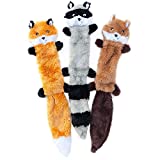 ZippyPaws - Skinny Peltz No Stuffing Squeaky Plush Dog and Puppy Toy - Fox, Raccoon, and Squirrel - Large