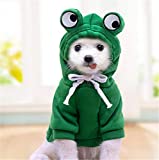 Dog Hoodie- Dog Basic Sweater Coat Cute Frog Shape Warm Jacket Pet Cold Weather Clothes Outfit Outerwear for Small Dogs Cats Puppy Small Animals(M)