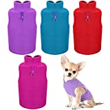 4 Pieces Dog Fleece Vest Dog Cold Weather Pullover Dog Cozy Jacket Winter Dog Clothes Pet Sweater Vest with Leash Ring for Small Dogs (Purple, Blue, Rose, Red, S)