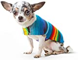 Dog Clothes - Handmade Dog Poncho - Cinco De Mayo Chihuahua Costume from Authentic Mexican Blanket (Blue, X-Small)
