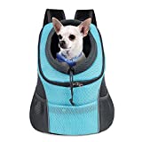 WOYYHO Pet Dog Carrier Backpack Puppy Dog Travel Carrier Front Pack Breathable Head-Out Backpack Carrier for Small Dogs Cats Rabbits ( M ( up to 10 lbs ) , Cyan )