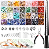 Ring Making Kit with 28 Colors Crystal Beads, Selizo 1660Pcs Crystal Jewelry Making Kit with Gemstone Chip Beads, Jewelry Wire, Pliers and Other Jewelry Ring Making Supplies