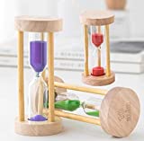 Wooden Sand Hourglass Timer Wood Frame Hourglass Sandglass Sand Clock Timer 5+10+15 Minute Mini Sand Timer Decoration Small Gift for Games Classroom Home Office Decoration (Colored 3 Pack)