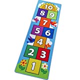 Hop Count Hopscotch Rug Kids Play Area Rug Carpet, Play Mat Rug for Boys Girls, Home Decor, Great Gift, Educational Learning Game Area Rug Carpet, for Bedroom Playroom Daycare Nursery Preschool
