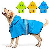 Dolitego Waterproof Adjustable Dog Raincoat - Reflective Dog Rain Jacket with Hoodie, Lightweight Dog Rain Coat Dog Poncho Slicker for Small Medium and Large Dogs (Large, Blue)