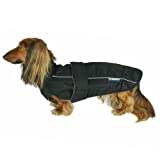 DJANGO City Slicker All-Weather Dog Jacket & Water-Repellent Raincoat with Reflective Piping (Medium, Black)