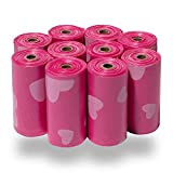 Best Pet Supplies Dog Poop Bags for Waste Refuse Cleanup, Doggy Roll Replacements for Outdoor Puppy Walking and Travel, Leak Proof and Tear Resistant, Thick Plastic - Pink Heart, 150 Bags (PH-150B)