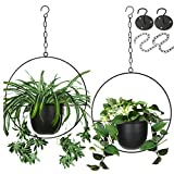 2 Pack Eco Joy Boho Metal Hanging Planters with 6' Pot (Detachable) + Hook + Chain | Hanging Planters Indoor, Modern Wall & Ceiling Planters, Mid Century Planter for Indoor & Outdoor, NO Plant incld