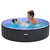 MIDOG Dog Pools for Large Dogs Kid Pools for Backyard Foldable Swimming Pool for Dogs Portable Kiddie Pool Collapsible Hard Plastic Pool for Dogs Kids and Cats (XL-47'', Black+Blue)