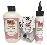 Art Institute Glitter Designer Dries Clear Adhesive Clear Glue Kit Bundle-3 Items 8oz,2oz and Metal Tip, Multicolored