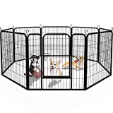 YINTATECH Metal Dog Playpen Dog Fence 8 Panels Indoor Outdoor Heavy Duty Portable Foldable Kennel with Removable Food Tray for Puppy Dog Cats Rabbits Kittens