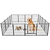 TOOCAPRO Dog Fence 16 Panels 32' H Pet Playpen Metal Outdoor Portable Camping RV Dog Fences Runs Cage Foldable Exercise Pens Fencing with Two Doors Indoor Temporary Fence for Dogs, Puppy, Garden
