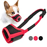 Dog Muzzle Anti Biting Barking and Chewing, with Comfortable Mesh Soft Fabric and Adjustable Strap, Suitable for Small, Medium and Large Dogs (XS, Red)