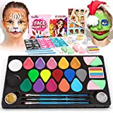 Dreamon 27 PCS Face Paint Kit for Kids, 17 Colors Face Painting Set Includes Stickers, Brushes,Sponges, Professional Face Body Painting Kits