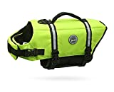 Vivaglory Ripstop Dog Life Vest, Reflective & Adjustable Life Jacket for Dogs with Rescue Handle for Swimming & Boating, Bright Yellow, S