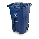 Toter 025564-R1BLU Residential Heavy Duty 2-Wheeled Recycling Can with Attached Lid, 64-Gallon, Blue