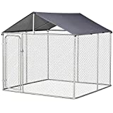 PawHut Dog Kennel Heavy Duty Playpen with Galvanized Steel Secure Lock Mesh Sidewalls and Waterproof Cover for Backyard & Patio, 10' x 10' x 7.6'