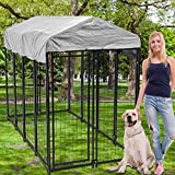 Large Dog Kennel Dog Crate Cage, Extra Large Welded Wire Pet Playpen with UV Protection Waterproof Cover and Roof Outdoor Heavy Duty Galvanized Metal Animal Pet Enclosure for Outside