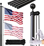 FFILY Flag Pole for Outside In Ground - 25 FT Heavy Duty Flagpole Kit for Yard - Extra Thick Outdoor Flag Poles with 3x5 American Flag for Residential or Commercial, Black