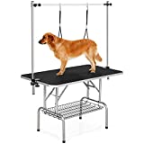 Yaheetech Pet Grooming Table for Large Dogs Adjustable Height - Portable Trimming Table Drying Table w/Arm/Noose/Mesh Tray Maximum Capacity Up to 265Lb -Black