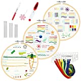 Embroidery Kit for Beginners Beginner Embroidery Stitch Practice Kit Include Embroidery Cloth with Pattern Instructions Embroidery Hoops Threads and Tools Embroidery Starter Kit for Craft Lover Adults