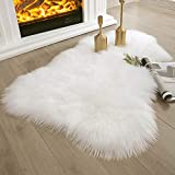Ashler HOME DECO Ultra Soft Faux Sheepskin Fur Rug White Fluffy Area Rug Shag Rug Carpets for Bedroom Living Room, 2 x 3 Feet