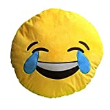 Emoji Round Cushion Pillow, by Lynnwang Design (Face with Tears of Joy)