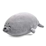 sunyou Plush Cute Seal Pillow - Stuffed Cotton Soft Animal Toy Grey 16.5 inches/45 cm (Small) Gifts for Kids/Couples/Family/Friends