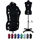 Black 13 Dials Female Fabric Adjustable Mannequin Dress Form for Sewing, Mannequin Body Torso with Stand, Up to 70' Shoulder Height (Medium)