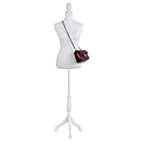 Female Dress Form Mannequin Torso Body with Adjustable Tripod Stand Dress Jewelry Display (White)