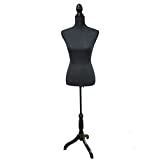 Female Dress Form Adjustable Height Mannequin Torso Display Mannequin Body with Tripod Stand for Clothing Dress Jewelry Display, Black