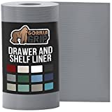 Gorilla Grip Non Adhesive, Waterproof, Durable Ribbed Drawer Liner, Easy to Trim, Reusable, Strong Grip Liners for Drawers, Kitchen Cabinets, Desk Storage, Shelf Organization, 12x20, Gray