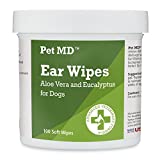 Pet MD - Dog Ear Cleaner Wipes - Otic Cleanser for Dogs to Stop Ear Itching, and Infections with Aloe and Eucalyptus - 100 Count
