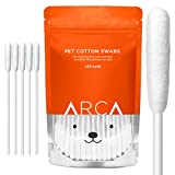 ARCA PET Cotton Swabs for Dogs Cats and Small Pets - Ear Cleaner Swabs with Long Plastic Handle - Ear Cleaning Supply for Puppies and Pets - Multipurpose Cotton Sticks for Pets Craft Makeup - 100 Buds