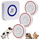 ChunHee Dog Doorbell for Potty Training Wireless Training Door Bells for Dog Cat Puppy, 3 Waterproof Touch Buttons, Dog Doorbells for More Puppies (1 Receiver & 3 Transmitter)