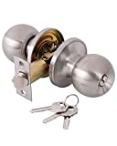 Entry Door Knobs with Lock and Keys,Exterior/Interior Door Handles for Bedroom or Bathroom,Satin Nickel Door Hardware by Lanwandeng