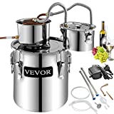 VEVOR Alcohol Still, Stainless Steel Alcohol Distiller with Copper Tube & Build-in Thermometer & Water Pump, Double Thumper Keg Home Brewing Kit, for DIY Whiskey Wine Brandy (9.6Gal)