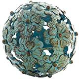 Antique Blue Metal Flower Decorative Sphere