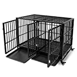 rehomerance 43' Stackable Dog Crate with Divider Panel for Large Dogs, Heavy Duty Pet Cage House for 2 Medium and Small Dogs, Escape Proof Metal Dog Kennel for Indoor Outdoor