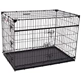 Lucky Dog 42' (L) Slyder Whisper Glide Sliding Door Dog Crate | 2nd Side Door Access | Patented Corner Stabilizers | Removable Tray | Rubber Feet | Carrying Handle