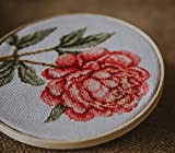 Counted Cross Stitch Kit 'Pink Peony' Flowers, 5.1'x6.9', DIY Embroidery Kit for Beginners with Floral Pattern