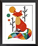 Joy Sunday Cross Stitch Kits 11CT Stamped Seven Color Fox 11'x15' or 28cmx38cm Easy Patterns Embroidery for Girls Crafts DMC Cross-Stitch Supplies Needlework Animal Series