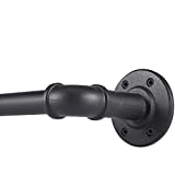 Industrial Curtain Rod, Curtain Rods for Windows 48 to 84 Inch, Rustic Wrap Around Curtain Rod, Fits Blackout Curtain, Indoor and Outdoor, Size: 48-86 Inch, Matte Black