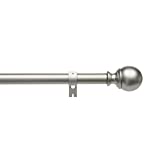 Amazon Basics 1-Inch Curtain Rod with Round Finials - 1-Pack, 72 to 144 Inch, Nickel
