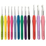 BeCraftee Crochet Hooks Kit - 12 Piece Set Extra-Long Crocheting Needles with Soft, Ergonomic Rubber Grips and 12 Hook Sizes - Knitting & Crochet Supplies for Beginners, Comfortable/Easy to Use